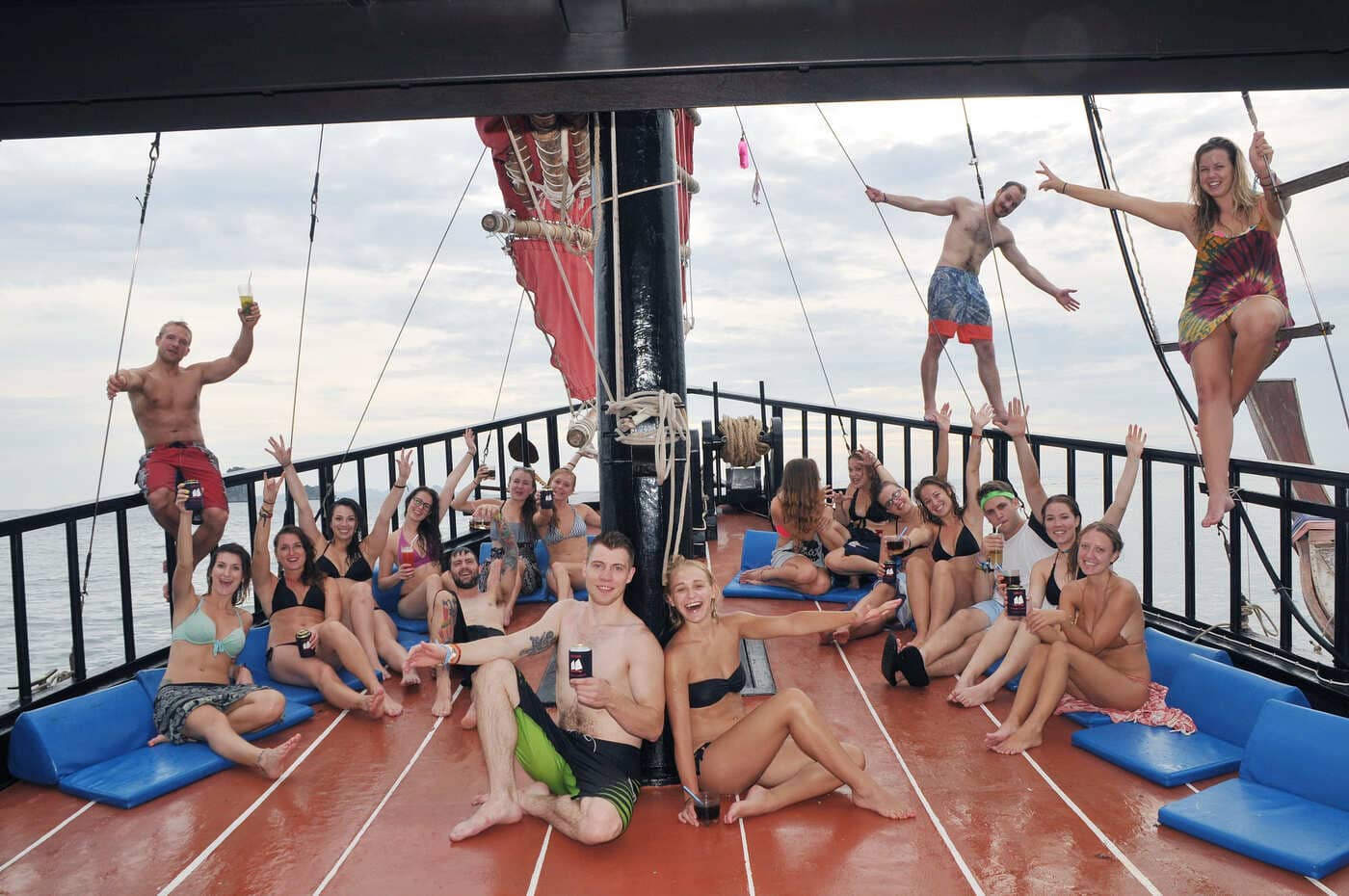 Spacious main deck aboard krabi sunset cruises with seating and plenty of room for guests to relax.