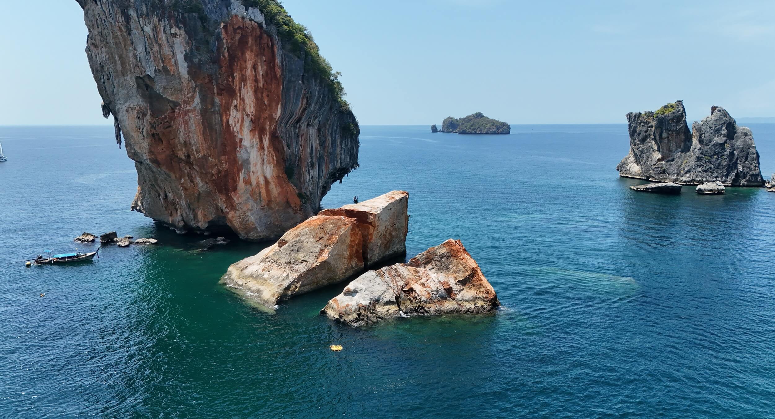 broken limestone cliffs of Koh Mae Urai, Krabi